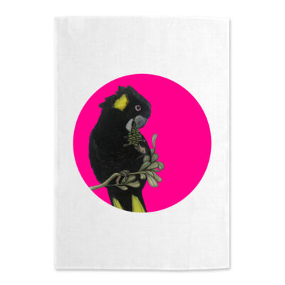 Black Cockatoo Tea Towel - centre design Thumbnail