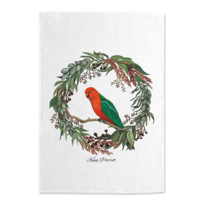 Yellow Tailed Black Cockatoo Wreath Tea Towel 4 Thumbnail