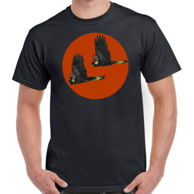 Black Cockatoos in Flight Unisex Tee Thumbnail